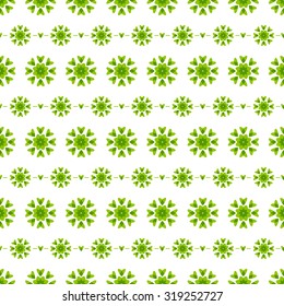 Seamless wallpaper pattern from abstract geometric green flower. Vector