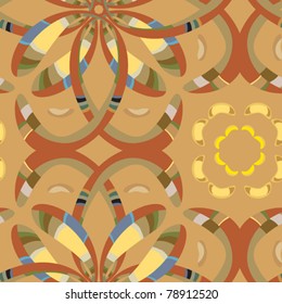 Seamless wallpaper pattern based on from North African motifs and European Middle Ages colors