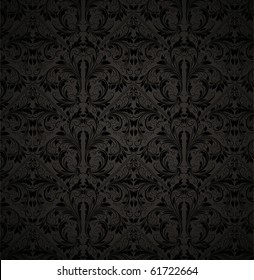 Seamless wallpaper pattern, black - Shutterstock ID 61722664
