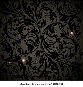 Patrón de papel tapiz sin soldadura, negro