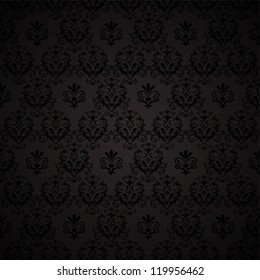 Seamless wallpaper pattern. Black background. vector illustration