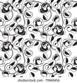Seamless wallpaper pattern with of black roses