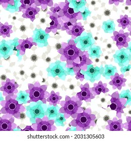 Seamless wallpaper pattern collection beautiful colorful flowers on design background, vector illustration. Romantic design for natural cosmetics, feminine luxury perfume, women product packaging