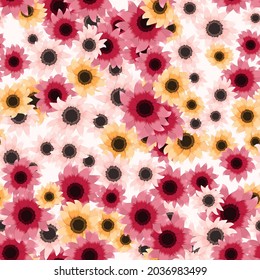 Seamless wallpaper pattern collection beautiful colorful flowers on design background, vector illustration. Romantic design for natural cosmetics, feminine luxury perfume, women product packaging