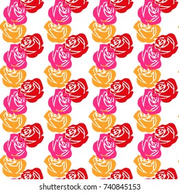 Seamless wallpaper pattern with of collection colorful roses on design background, vector illustration