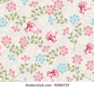 Seamless wallpaper pattern with of collection pink roses and leaves on leaves background