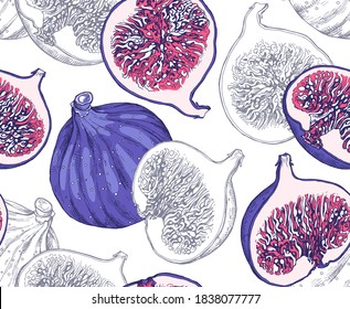 Patrón de papel pintado sin inconvenientes. Frutas de fuego, enteras y medias. Composición textil, impresión a mano. Ilustración vectorial.