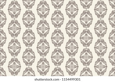 Seamless wallpaper pattern. Floral ornament on background. Vector illustration