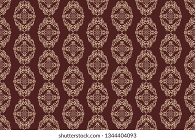 Seamless wallpaper pattern. Floral ornament on background. Vector illustration
