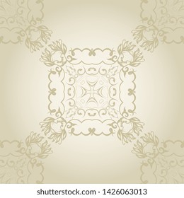 Seamless wallpaper pattern. Floral ornament on background. Cute vector illustration