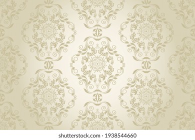 Seamless wallpaper pattern. Floral ornament on background. Vector illustration