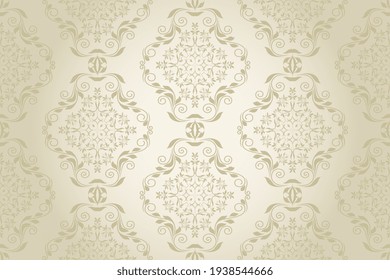 Seamless wallpaper pattern. Floral ornament on background