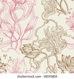 Seamless wallpaper pattern with flowers