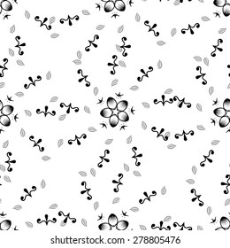 Seamless wallpaper pattern with flowers. Hand drawn flower pattern. Vector pattern with flowers and plants. Vector floral background. Background floral vector