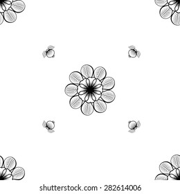 Seamless wallpaper pattern with flowers. Hand drawn flower pattern. Vector pattern with flowers and plants. Vector floral background. Background floral vector