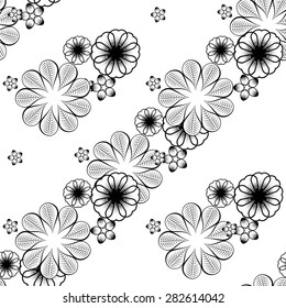Seamless wallpaper pattern with flowers. Hand drawn flower pattern. Vector pattern with flowers and plants. Vector floral background