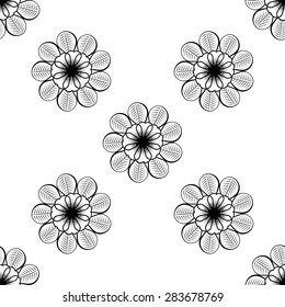 Seamless wallpaper pattern with flowers. Hand drawn flower pattern. Vector pattern with flowers and plants. Vector floral background