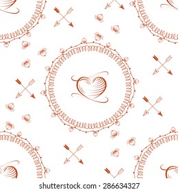 Seamless wallpaper pattern with flowers. Hand drawn flower pattern. Vector pattern with flowers and plants. Vector floral background