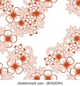 Seamless wallpaper pattern with flowers. Hand drawn flower pattern. Vector pattern with flowers and plants. Vector floral background