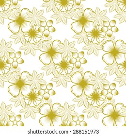 Seamless wallpaper pattern with flowers. Hand drawn flower pattern. Vector pattern with flowers and plants. Vector floral background