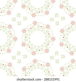 Seamless wallpaper pattern with flowers. Hand drawn flower pattern. Vector pattern with flowers and plants. Vector floral background