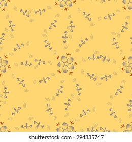 Seamless wallpaper pattern with flowers. Hand drawn flower pattern. Vector pattern with flowers and plants. Vector floral background