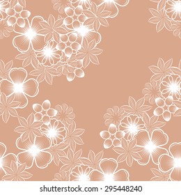 Seamless wallpaper pattern with flowers. Hand drawn flower pattern. Vector pattern with flowers and plants. Vector floral background