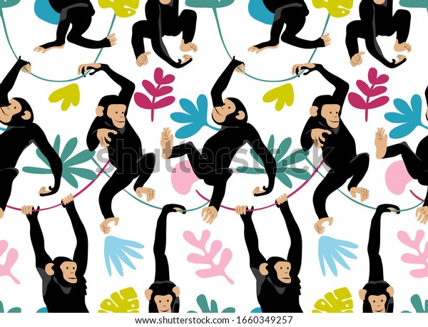 Seamless Wallpaper Pattern Funny Cartoon Monkey Stock Vector Royalty Free Seamless Wallpaper Pattern Funny Cartoon Monkey Stock Vector Royalty Free