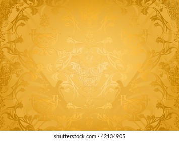 Seamless wallpaper pattern, gold