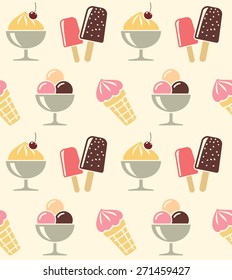 Seamless wallpaper pattern with ice cream icons