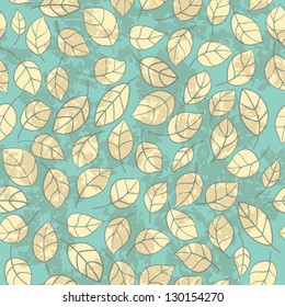 Seamless wallpaper pattern, leafs on the old paper