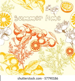 Seamless wallpaper pattern with orange
