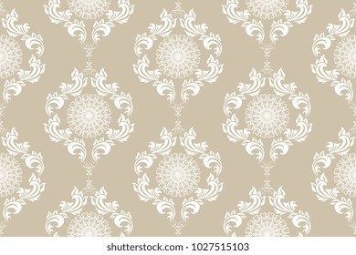 Seamless wallpaper pattern. Seamless ornament on background. Floral ornament on background.  Wallpaper pattern