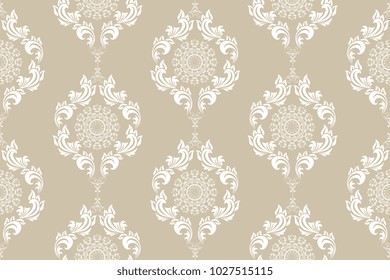 Seamless wallpaper pattern. Seamless ornament on background. Floral ornament on background.  Wallpaper pattern