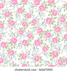 Seamless wallpaper pattern with pastel roses, vector illustration