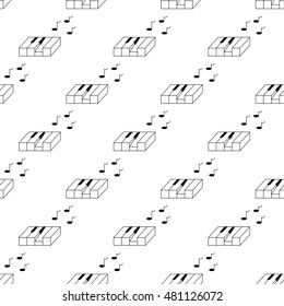 Seamless wallpaper pattern with piano keys and notes. Vector background
