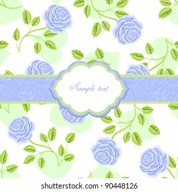 Seamless wallpaper pattern with roses, greeting card template