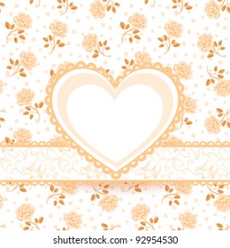 Seamless wallpaper pattern with roses, greeting card template