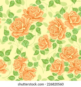 Seamless wallpaper pattern with roses. Vector