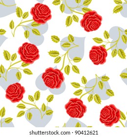 Seamless wallpaper pattern with roses, vector illustration