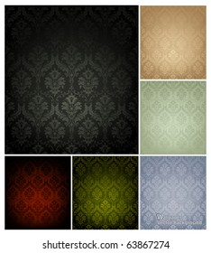 Seamless Wallpaper Pattern, set of six colors