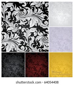 Seamless Wallpaper Pattern, set of six colors