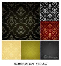Seamless Wallpaper Pattern, set of six colors