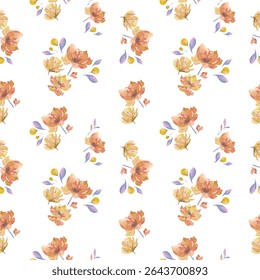 Padrão de papel de parede sem costura de impressão floral pequena, ditsy em mudo mauve e verde sábio em um fundo de creme. Elegante padrão de damasco floral, design intrincado, digital, vintage, ornamentado. Padrão contínuo