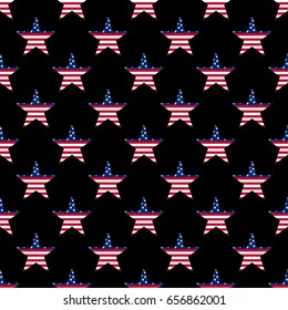 Seamless wallpaper pattern of star with american flag. Vector illustration. Eps 10