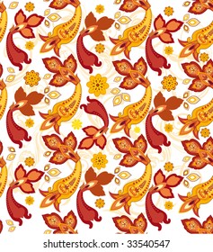 Patrón de papel de pared sin soldadura - diseño tradicional de paisajes