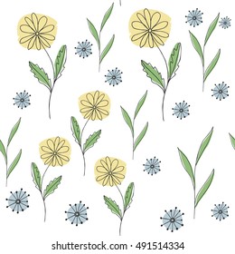 Seamless wallpaper pattern. Vector floral illustration.