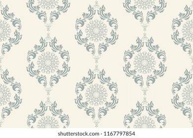 Seamless wallpaper pattern in vintage style. Seamless ornament on background. Floral ornament on background.  Seamless pattern for your design. Textile pattern. Wallpaper pattern