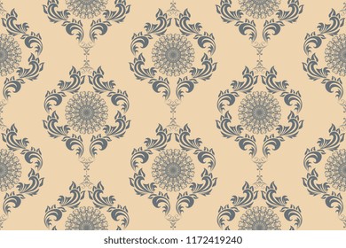 Seamless wallpaper pattern in vintage style. Seamless ornament on background. Floral ornament on background.  Seamless pattern for your design. Textile pattern. Wallpaper pattern