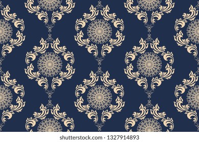 Seamless wallpaper pattern in vintage style. Seamless ornament on background. Floral ornament on background.  Seamless pattern for your design. Textile pattern. Wallpaper pattern